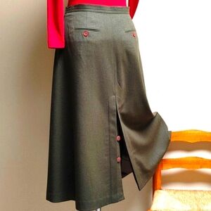 Vintage Talbots Long Green Fine Wool Riding Skirt 6